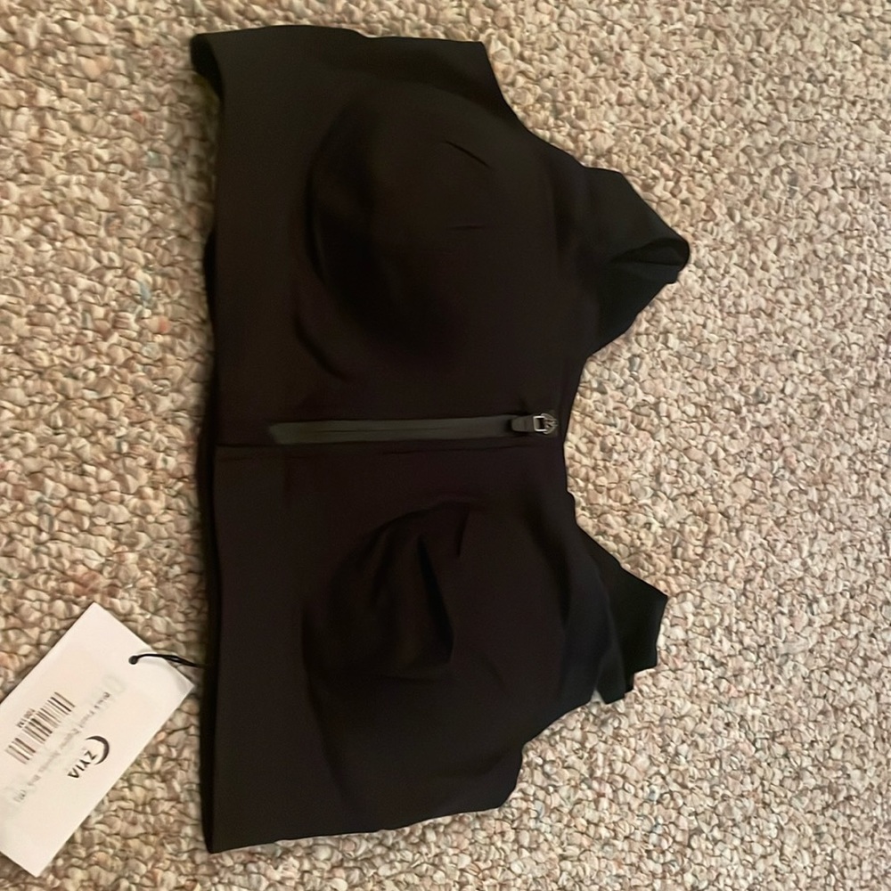 Black Front Zipper Access Bra